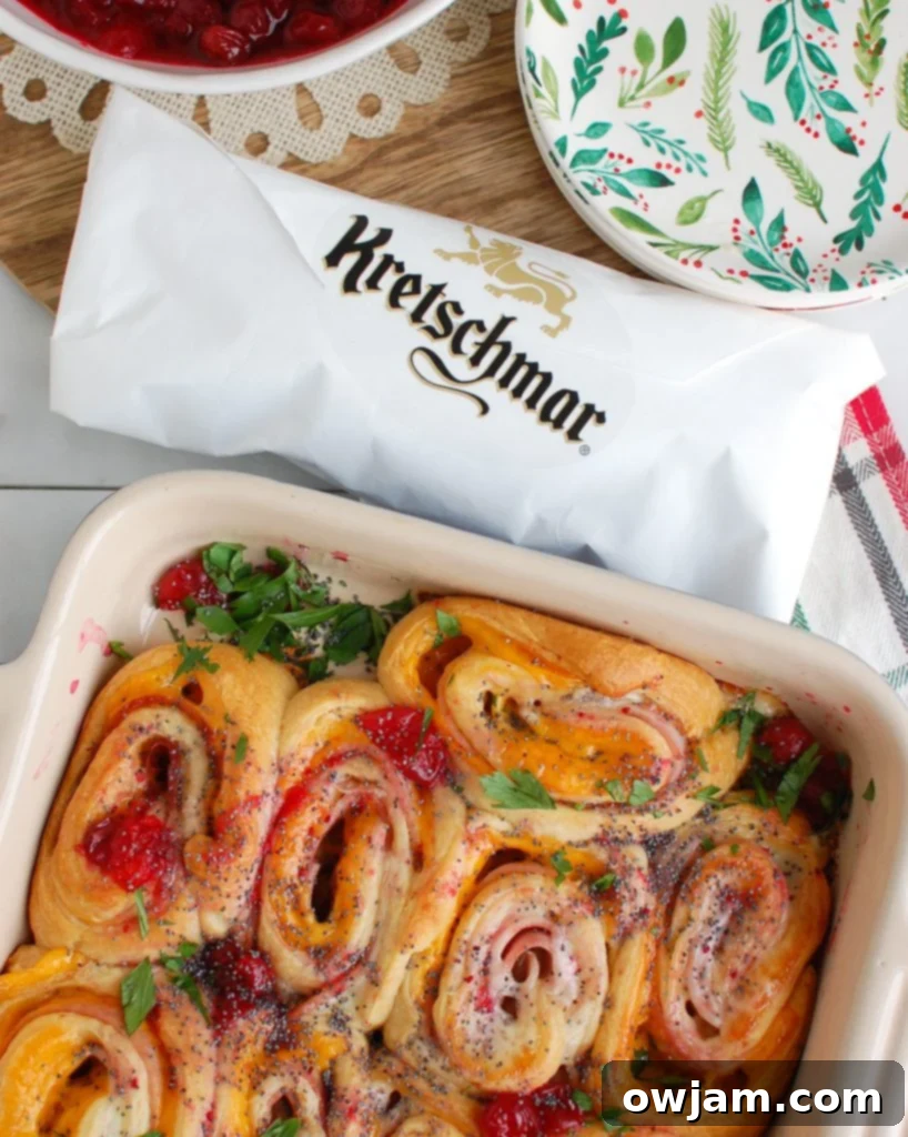 Ham Cheese and Cranberry Pinwheels 4 Thinly sliced Kretschmar Off The Bone Ham being prepared for the rollups