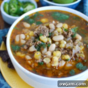 Instant Pot Pork Chili Verde in White Bowl