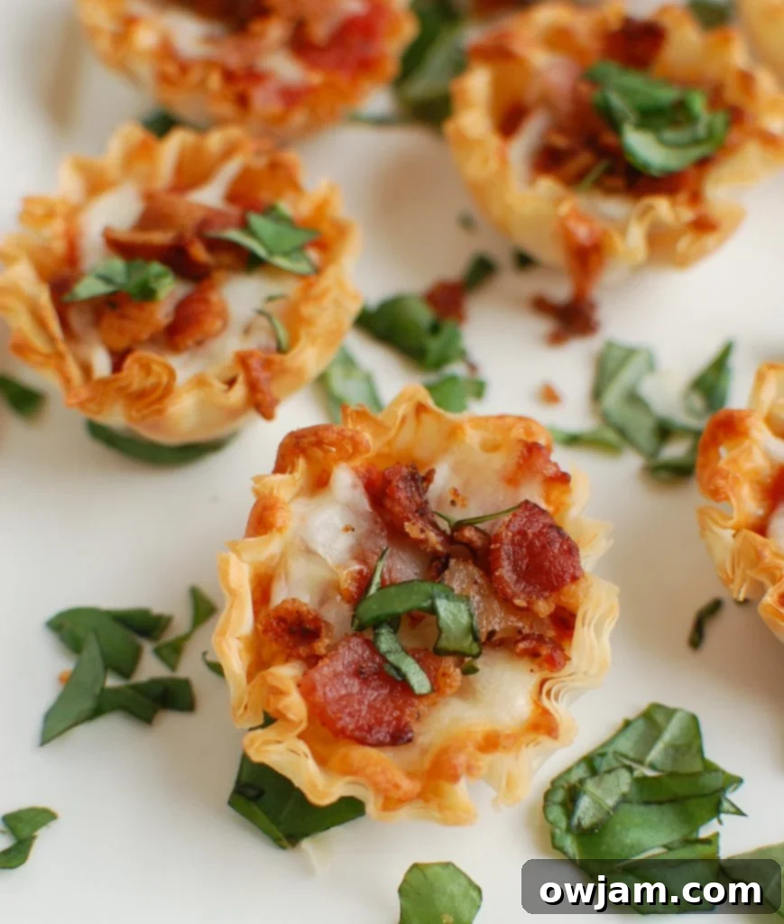 Bacon Pizza Bites with Fresh Basil