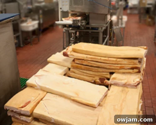 Pork bellies undergoing a resting period