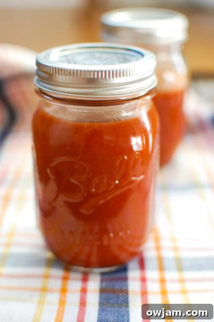 Homemade Barbecue Sauce in Mason Jar, ready to be used