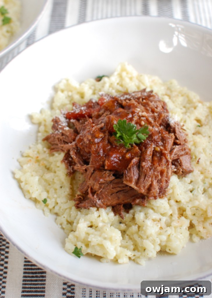 Slow Cooker Italian Short Ribs with creamy risotto