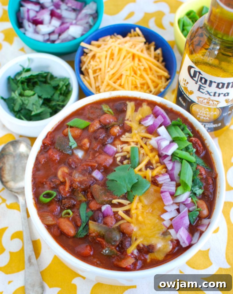 Slow Cooker Vegetarian Chili Above