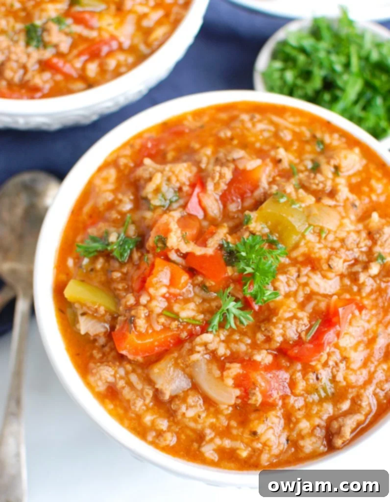 Instant Pot Stuffed Pepper Soup above