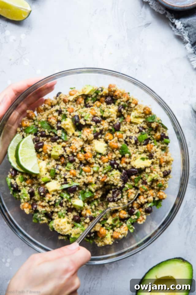 Quinoa Chickpea Avocado Salad with Black Beans