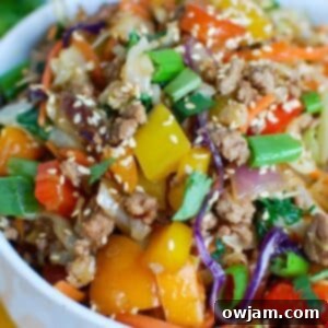 Egg Roll in a Bowl in white bowl