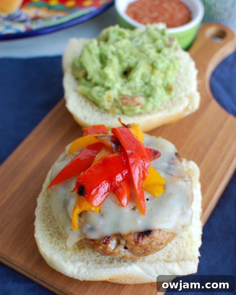 Gourmet Pork Burgers 3 Pork Burgers with sweet peppers on a bun