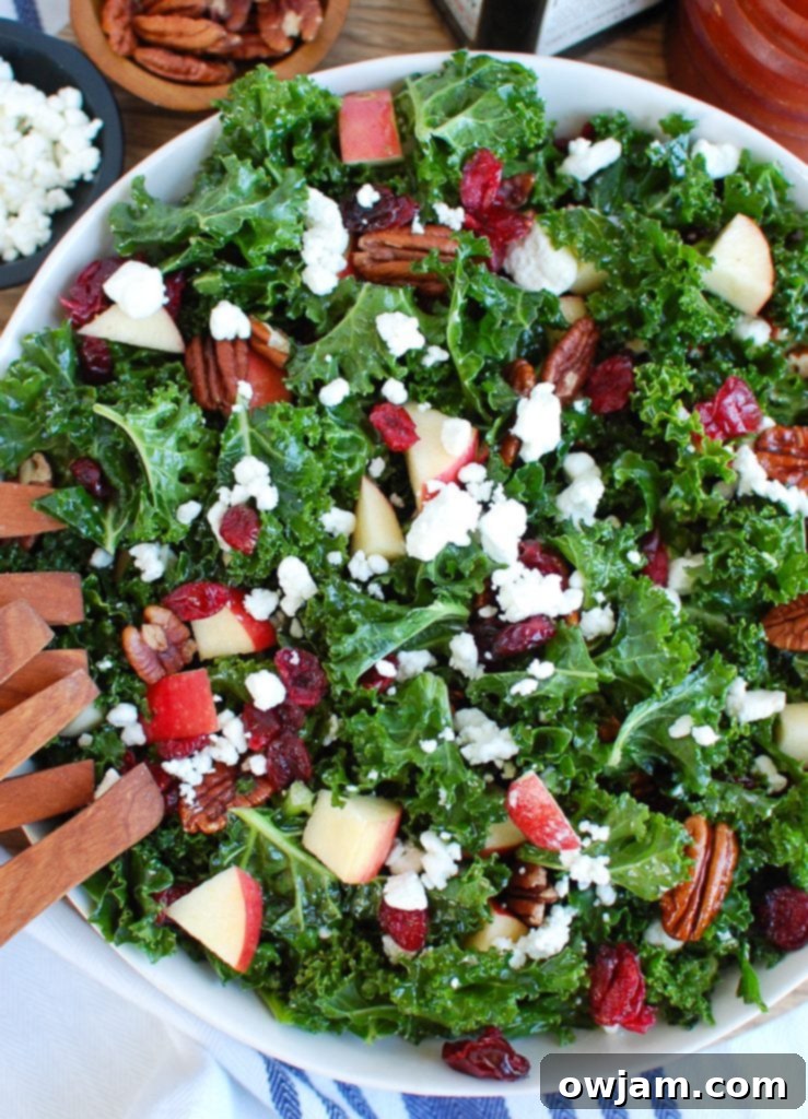 Vibrant Kale Cranberry Salad 4 Kale Salad with Cranberries with Wooden Tongs