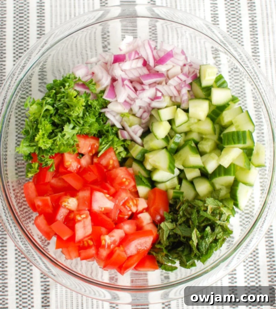 Israeli Salad with Ingredients