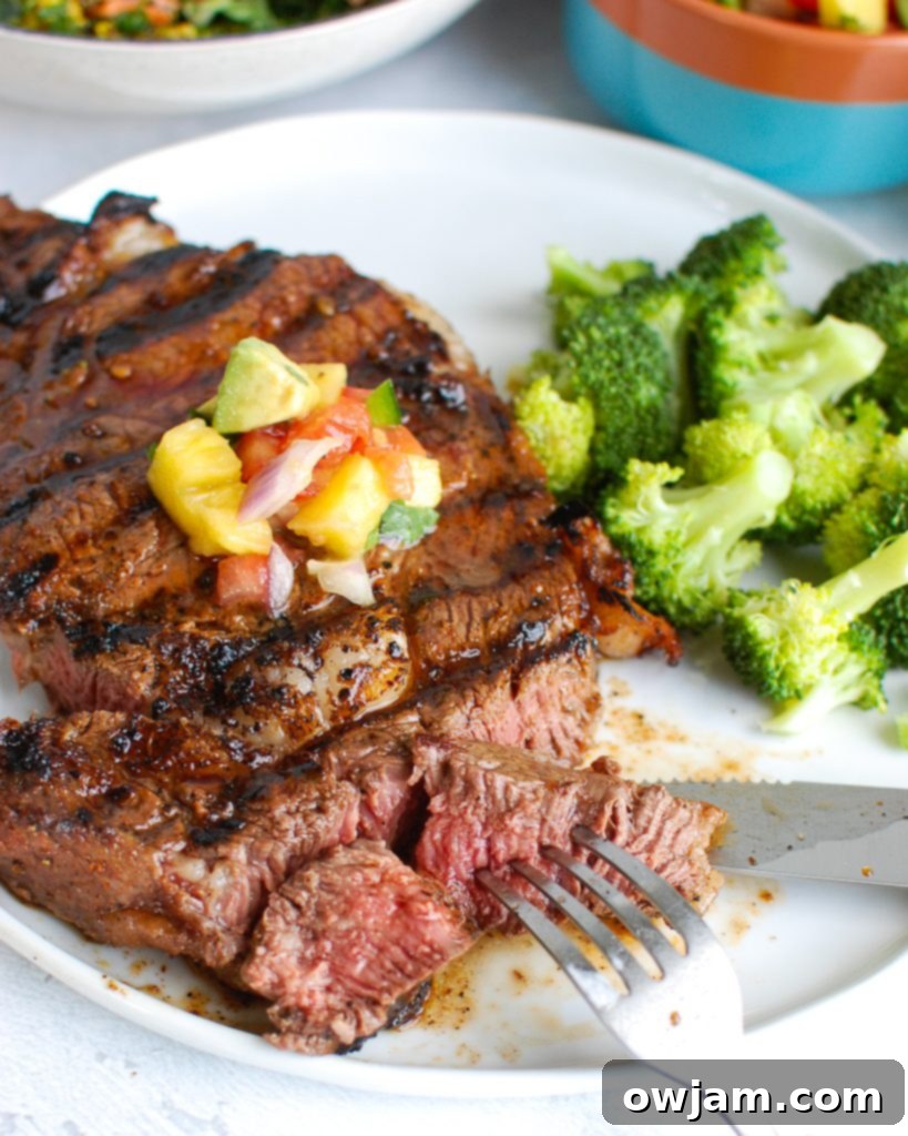 Grilled Ribeye with cut in it