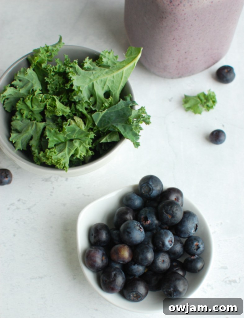 Vibrant Berry Green Elixir 5 Blueberry Kale Smoothie Ingredients