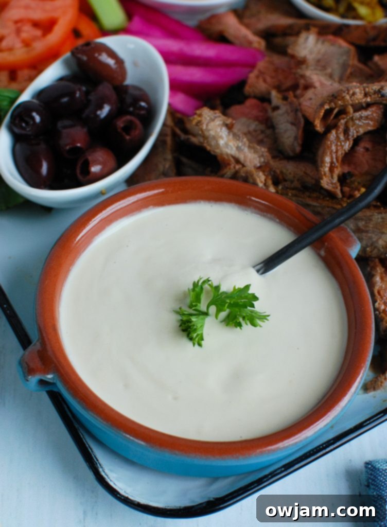 Creamy Tahini Dressing 2 Tahini Sauce in teal dish