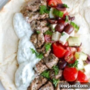 Pork Souvlaki with Tzatziki recipe image, 1200x1200 pixels.