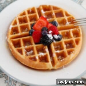 Delicious and healthy Greek Yogurt Waffles, perfectly golden and stacked, ready for a nutritious breakfast.