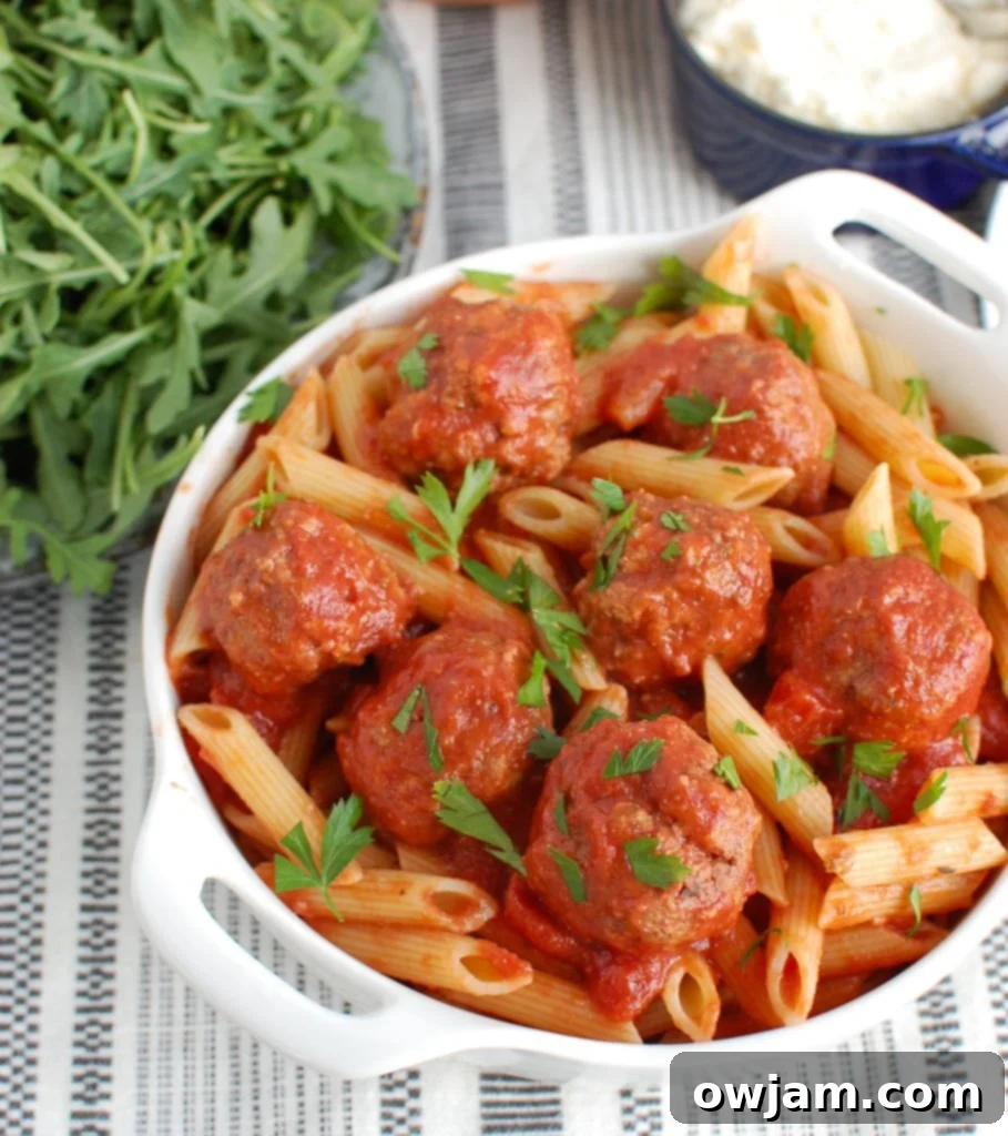 Succulent Pork Meatballs 4 Pork Meatballs garnished with fresh parsley