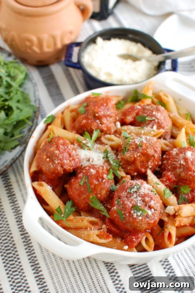 Succulent Pork Meatballs 6 Pork Meatballs in white dish for serving