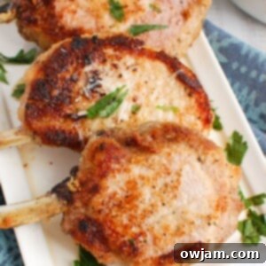 Perfect Oven-Baked Pork Chops 7 Close-up of a single perfectly baked pork chop with a golden, crispy breadcrumb and Parmesan crust.