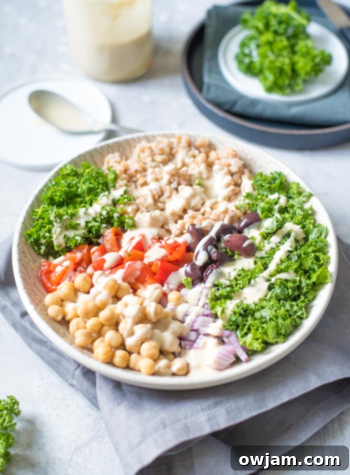 Mediterranean Farro Salad with Lemon Tahini Sauce
