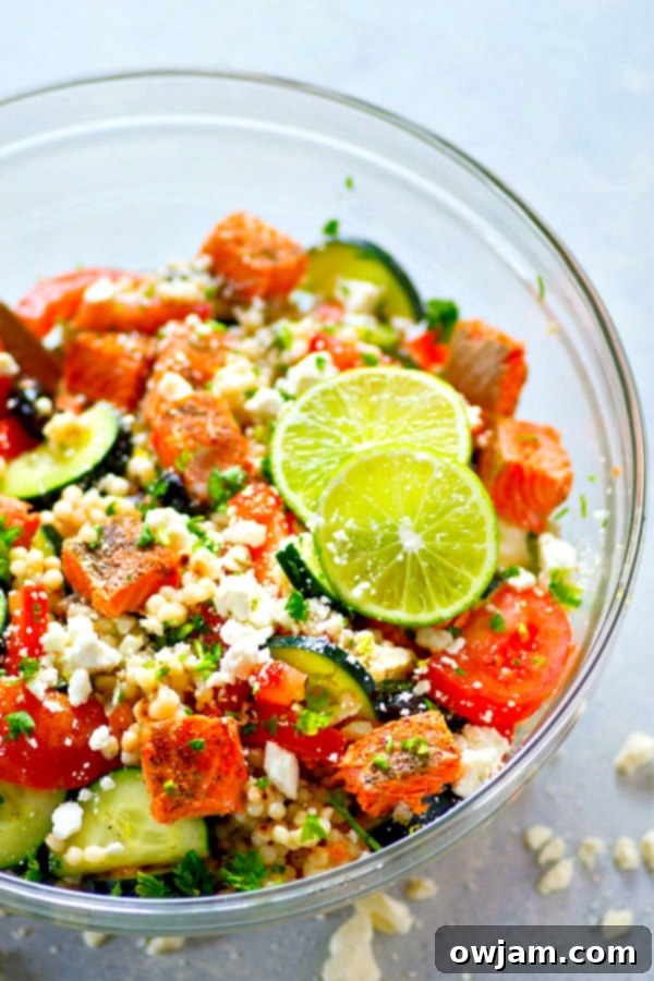 Greek Seared Salmon Couscous Salad