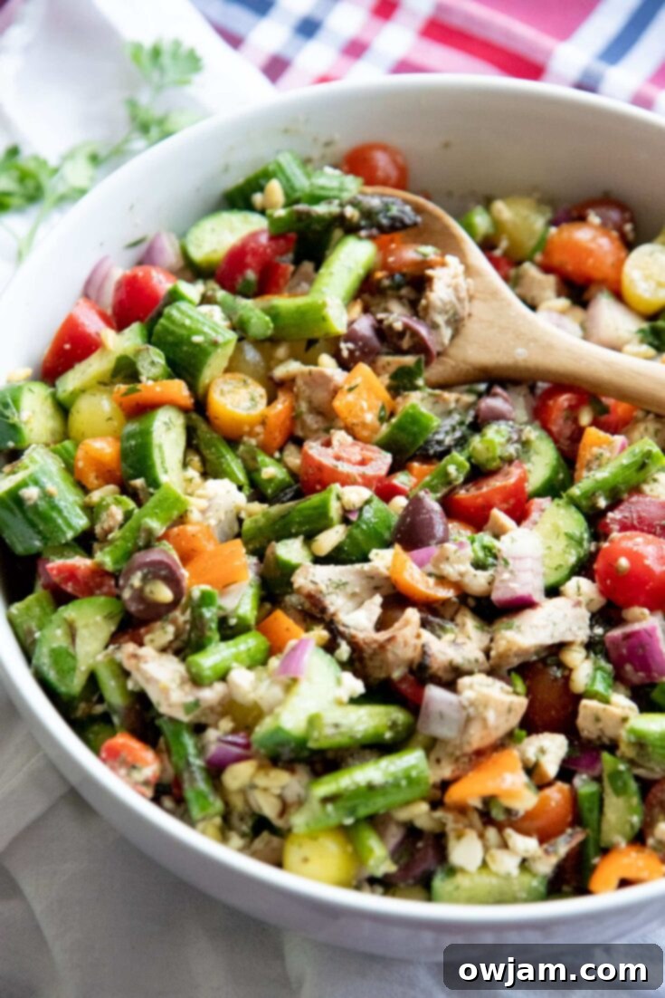 Grilled Chicken and Asparagus Chopped Greek Salad