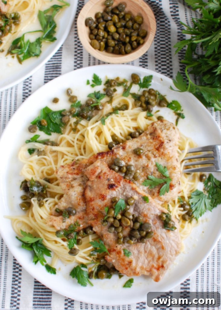 Veal Piccata on white plate
