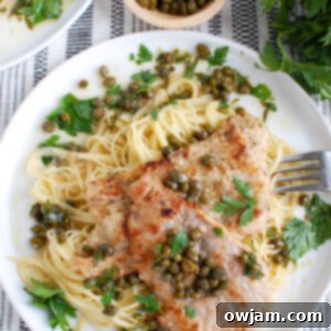 Veal Piccata on white plate
