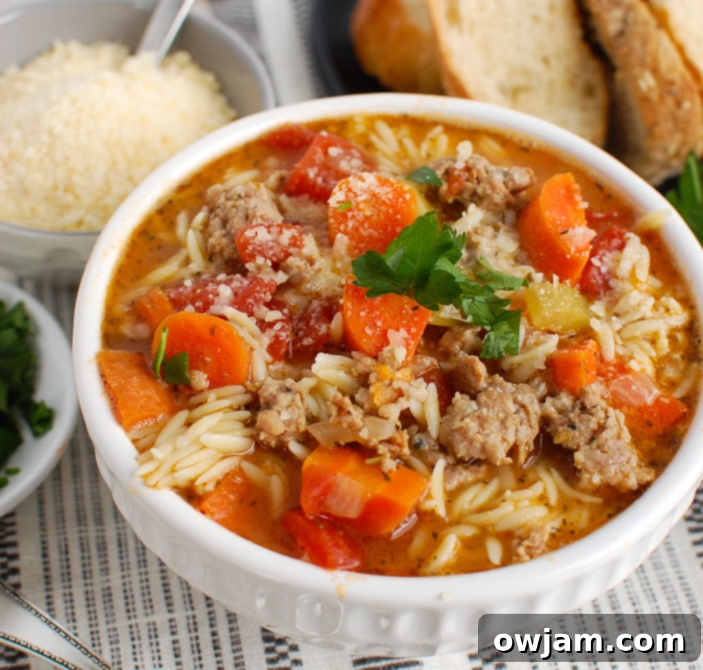 Italian Sausage Soup with bread