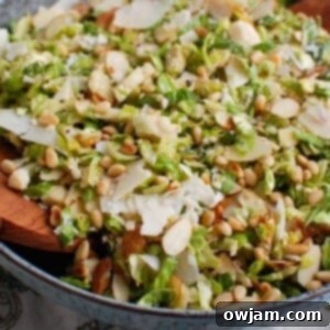 Brussels Ribbon Salad 6 Shaved Brussels Sprouts Salad in a rustic bowl.