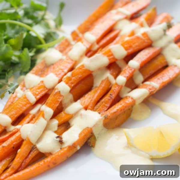 Moroccan Spiced Roasted Carrots with creamy yogurt dressing
