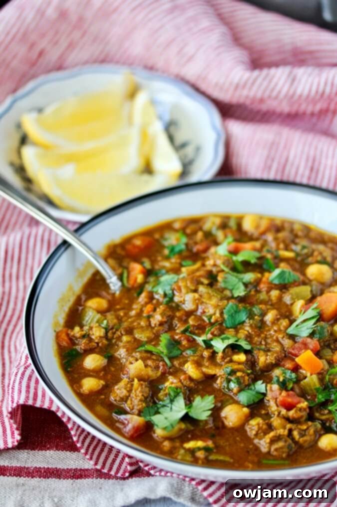 Traditional Moroccan Lamb, Chickpea, and Lentil Soup (Harira)