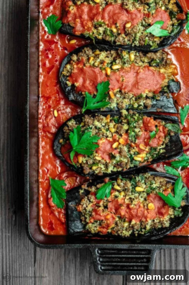 Stuffed Eggplant with Ground Beef