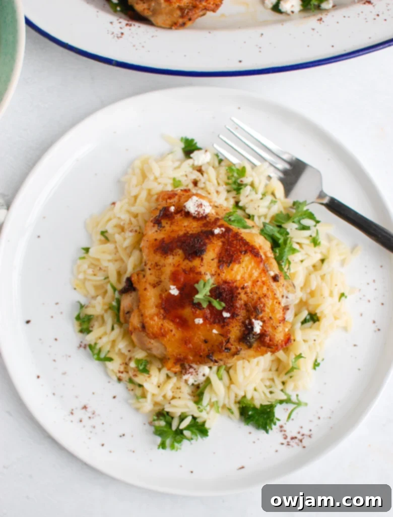 Mediterranean Chicken on white plate.
