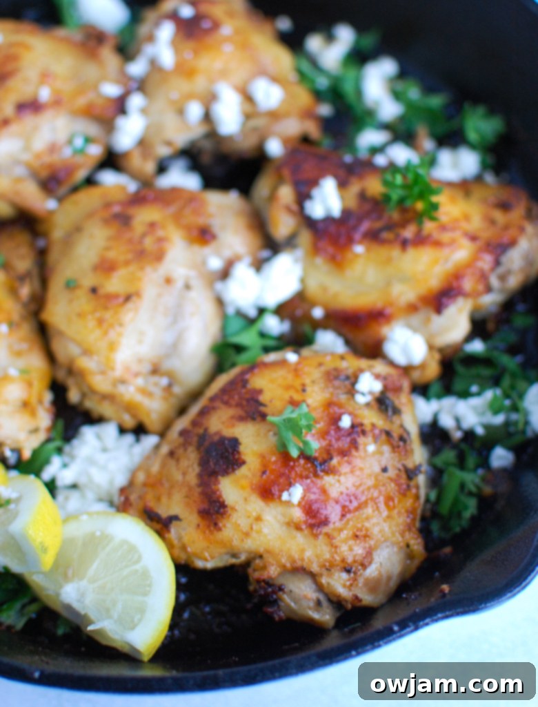 Mediterranean Chicken in a cast iron skillet 