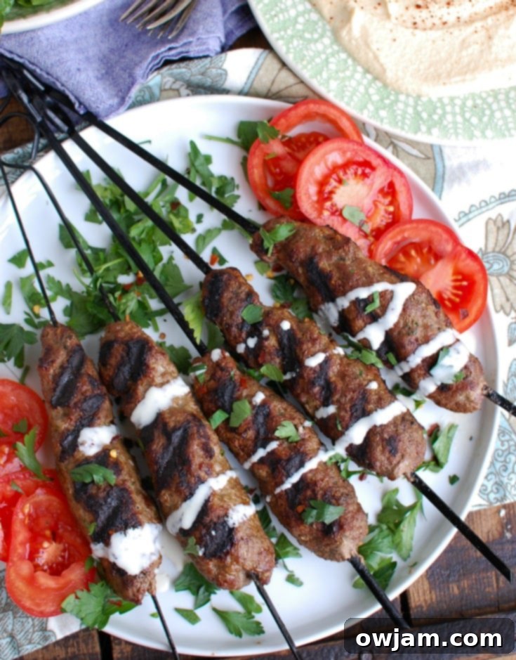 Grilled Beef Kafta Kebabs with aromatic Middle Eastern spices