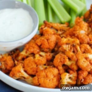 Air Fryer Buffalo Cauliflower on white plate