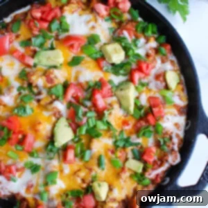 Loaded Beef Taco Dip 7 Beef Taco Dip in black skillet