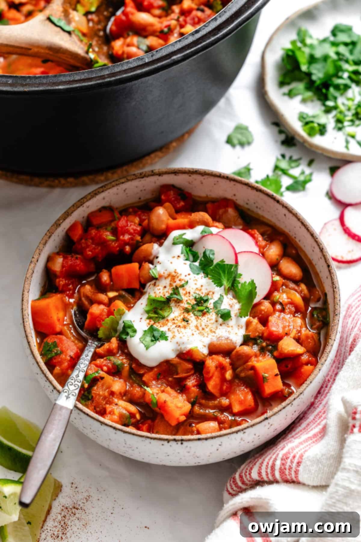 Hearty Homemade Veggie Chili 9 Homemade Vegetarian Chili Recipe with spoon