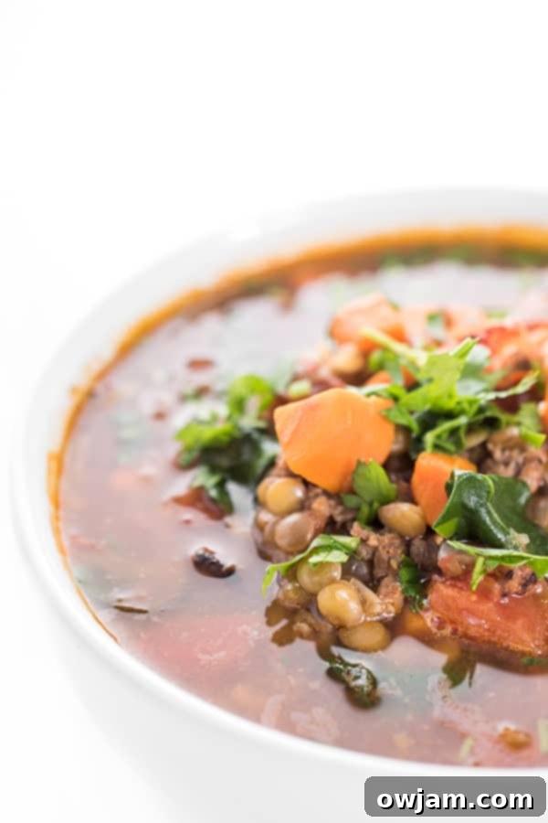 Lentil Soup with Sausage and Spinach