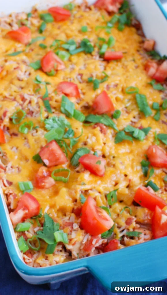 Fiesta Chicken Bake 3 Mexican Chicken Casserole in casserole dish