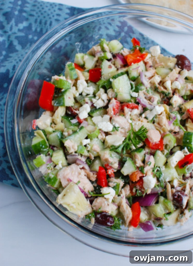 Mediterranean Tuna Salad in bowl