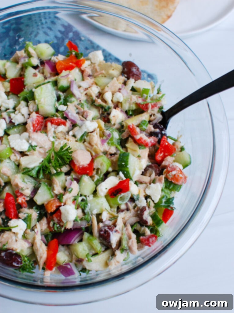 Mediterranean Tuna Salad with spoon