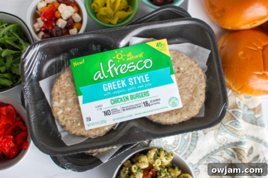 Zesty Greek Chicken Burgers 3 Greek Chicken Burgers in package