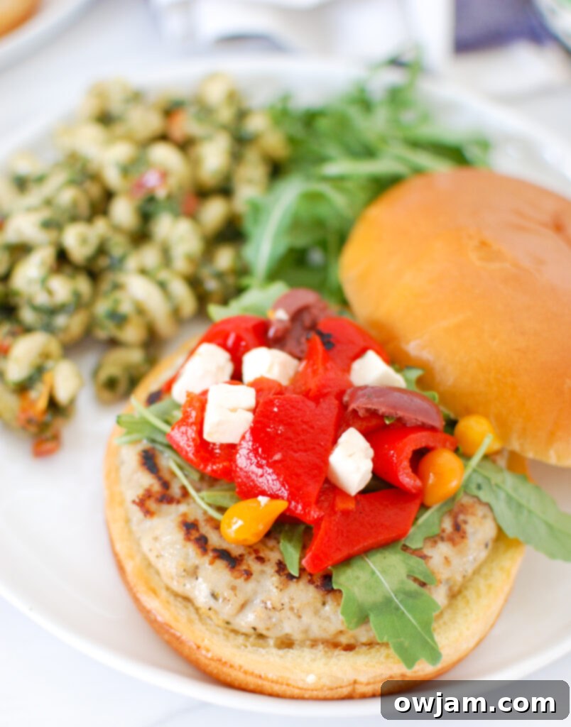 Zesty Greek Chicken Burgers 4 Greek Chicken Burgers on bun