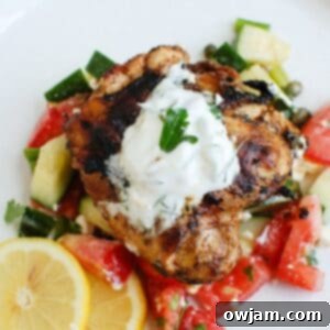 Zesty Greek Chicken with Cool Tzatziki 6 Grilled Greek Marinated Chicken with Tzatziki Sauce