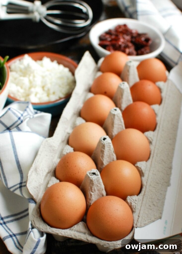Fresh brown eggs, key ingredient for Turkey Sausage and Egg Puff Pastry Pizza