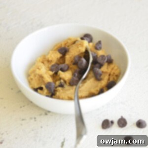 Edible Cookie Dough for One with spoon.