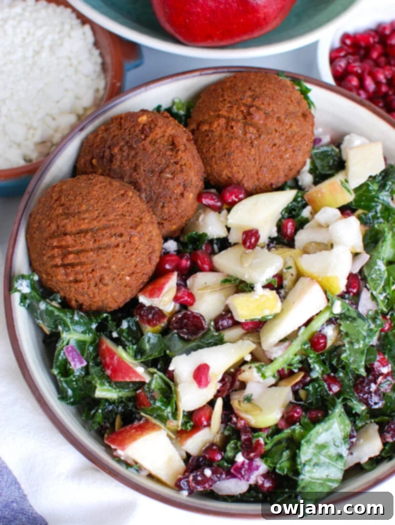 Easy Fall Salad with falafel as a protein topping