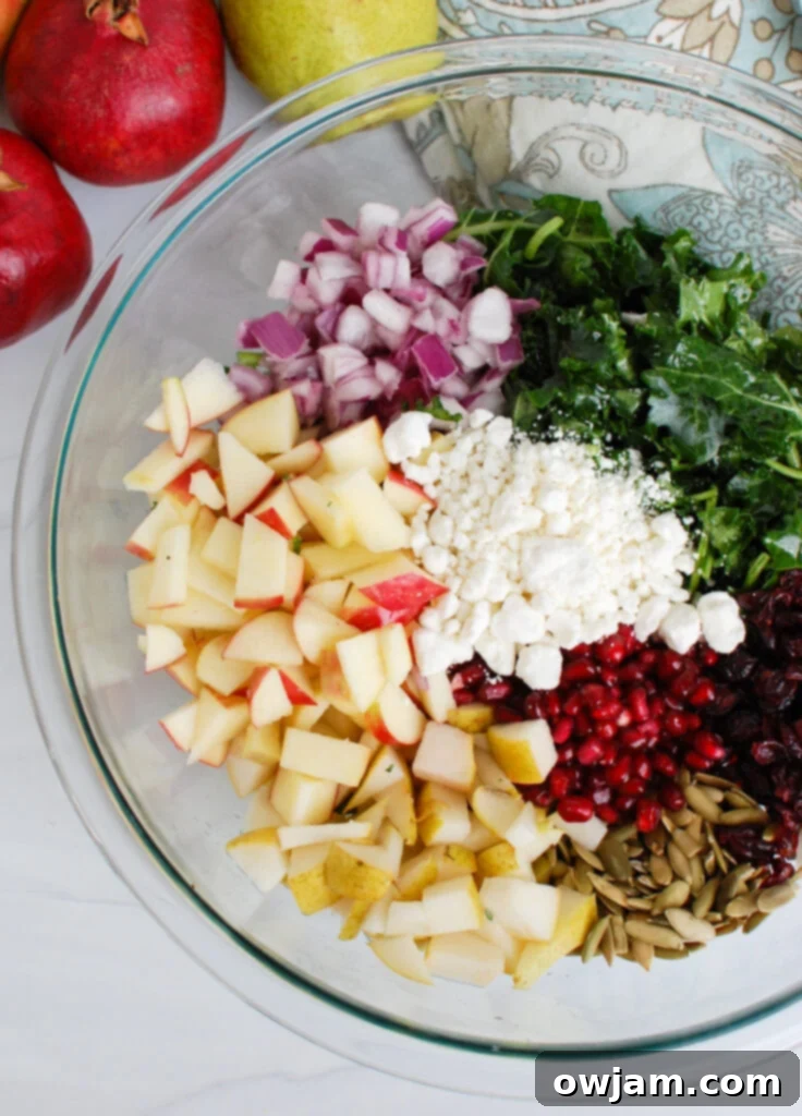 Easy Fall Salad ingredients in a bowl