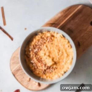 Easy Pumpkin Oatmeal on wood board