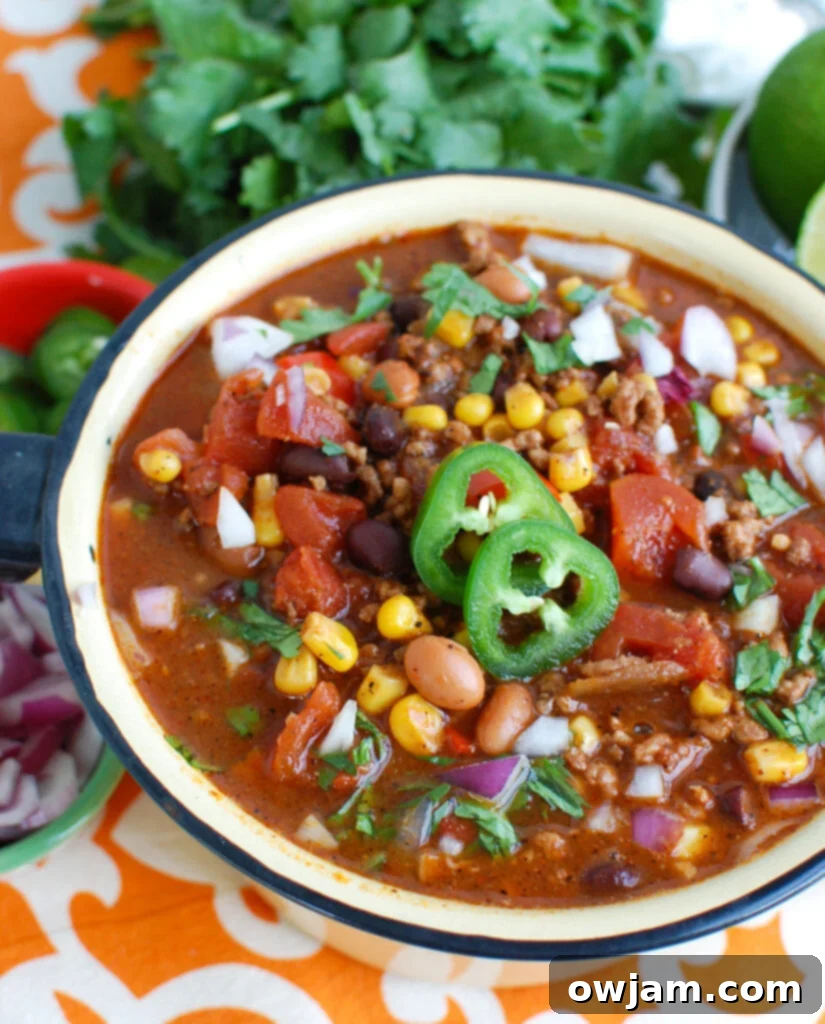 Easy Pork Chili in a big pot